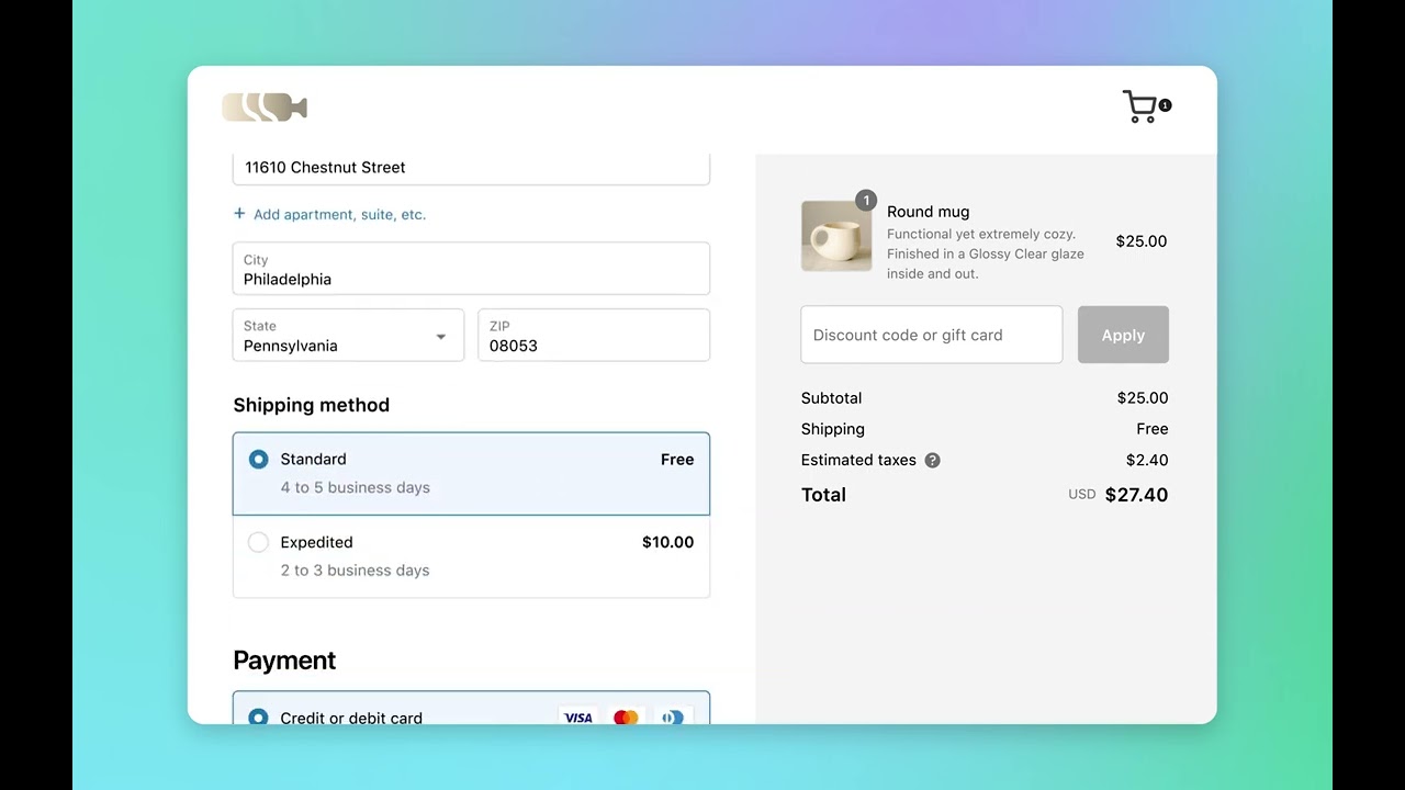 Shopify checkout settings showing one-page checkout toggle option